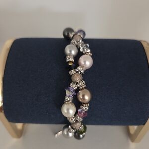 Elegant Multicolor Swarovski Pearls and Crystals Bracelet